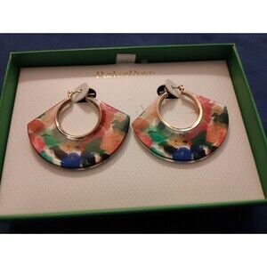 New Parker Rose Acrylic Multicolor Rectangle Geometric HOOP Earrings
